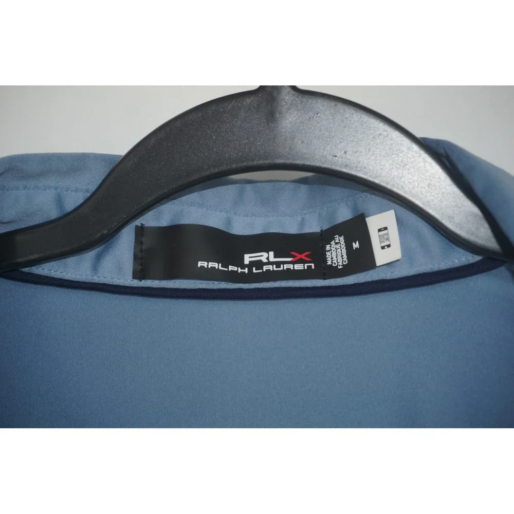 RLX Ralph Lauren Polo Shirt Blue Long Sleeve Golf Vintage Club‎ Men's Medium